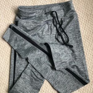 Forever 21 grey drawstring leggings/mesh stripe